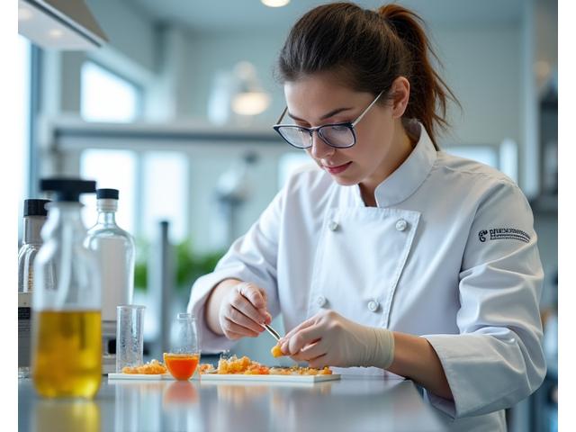 Food scientist working in a modern food development lab